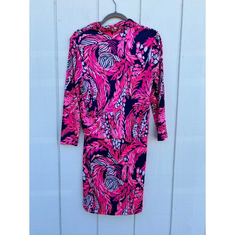 Lilly Pulitzer Silk Dress, Felizia, A Jungle In Here, Long Sleeve, Size M - Picture 2 of 7